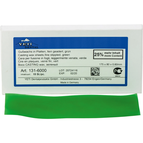 Structured casting wax Pack of 15 pieces fine veined, 0.6 mm