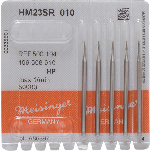 HM fissure drill 23 Pack of 5 HP, figure 196 conical pointed, 4.2 mm, ISO 010