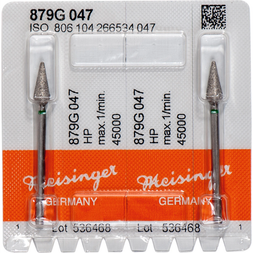 Diamonds 879 Pack of 2 pieces green coarse, HP, figure 266 Torpedo conical, 12 mm, ISO 047