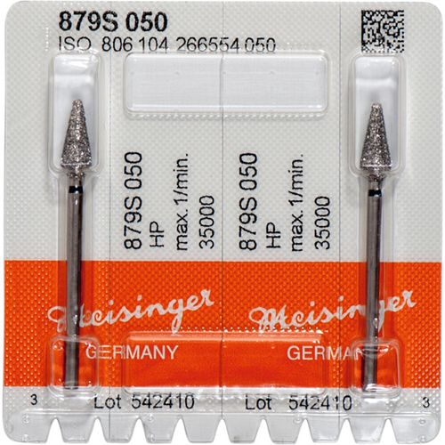 Diamonds 879 Pack of 2 pieces black super coarse, HP, figure 266 Torpedo conical, 12 mm, ISO 050