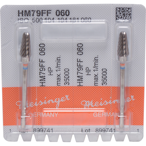 Carbide cutter FF Pack of 2 pcs. facet cut, orange/blue fine, HP, figure 194, 11.4 mm, ISO 060