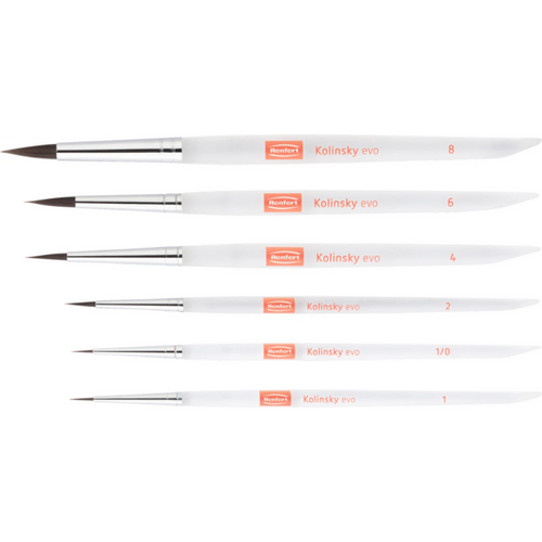 Kolinsky evo Bionic Hair Brush Set of 6 brushes (size 1, 2, 4, 6, 8, 1/0)