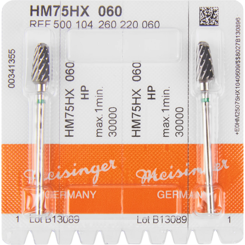 Carbide milling cutter HX Pack of 2 cross serrated, green coarse, HP, figure 260, 12 mm, ISO 060