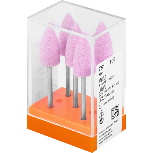 Finishing stones 751 Pack of 5 pieces pink medium, HP, figure 273, 20 mm, ISO 100