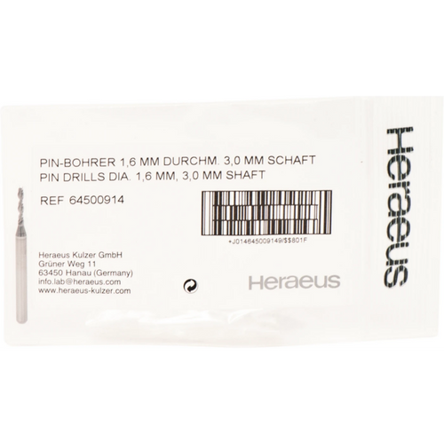 Heraeus pin system piece pin drill Ø 1.6 mm