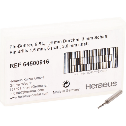 Heraeus pin system Pack of 6 pin drills Ø 1.6 mm