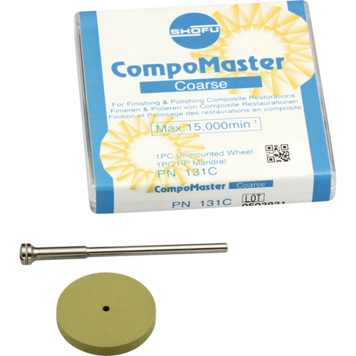 CompoMaster piece unmounted, yellow coarse, Fig ur wheel, ISO 220, 1 mandrel