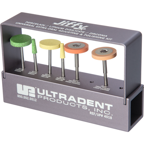 Jiffy™ Universal Extraoral Adjusting &; Polishing Kit 6 pieces (2 x coarse, 3 x medium, 1x fine), HP, 1 aluminum block
