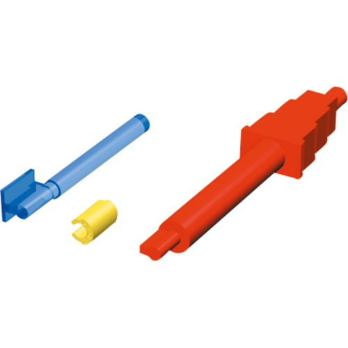 PRECI-VERTIX patrix standard Set of 6 patrices with attached parallel holder, 6 yellow matrices, 1 press-in pin