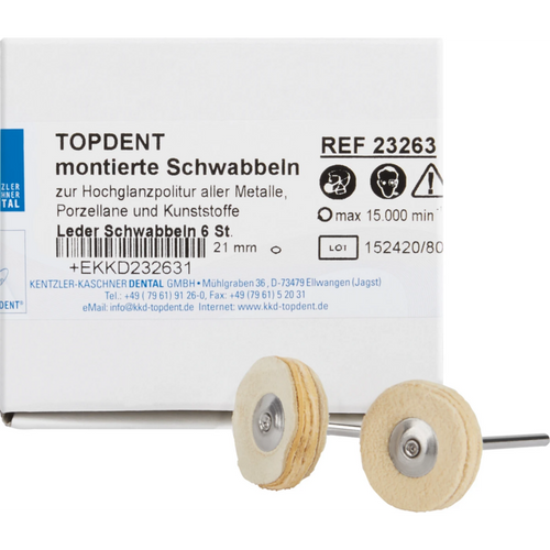 TOPDENT leather buff Pack of 6 pieces HP, leather, Ø 21 mm