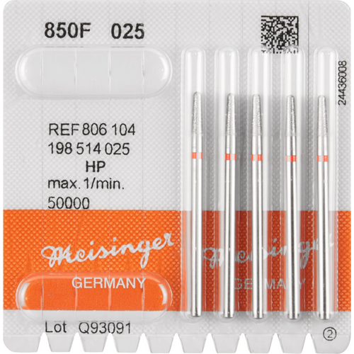 Diamonds 850 Pack of 5 pieces red fine, HP, figure 198 conical round, 8 mm, ISO 025