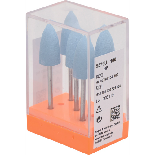 Silicone polisher 9579 Pack of 5 pieces light blue fine, HP, figure 300, 20 mm, ISO 100
