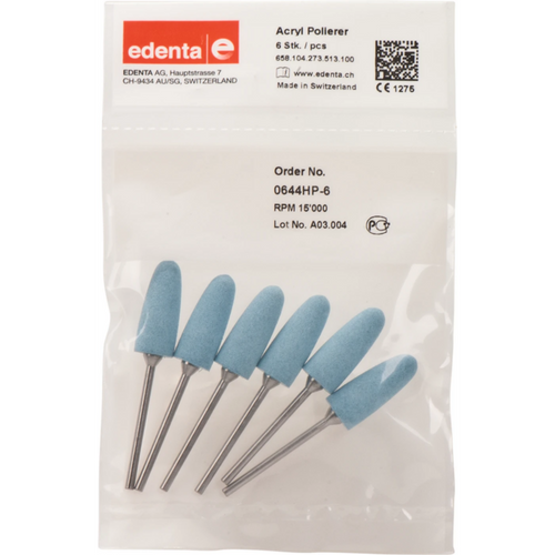 Acrylic Polisher Pack of 6 light blue, HP, figure 273, 24 mm, ISO 100