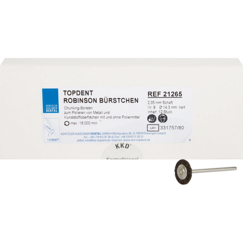 Robinson polishing brushes Pack of 12 HP, No. 9 hard, 14 mm