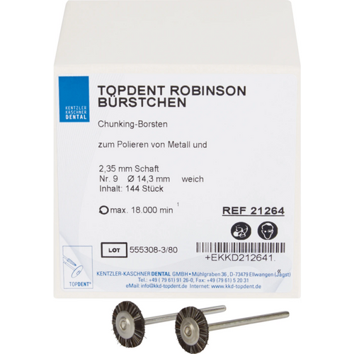 Robinson polishing brushes Pack of 144 pieces HP, No. 9 soft, 14 mm