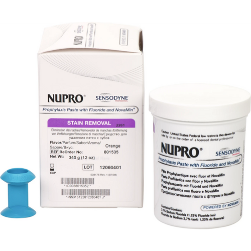 NUPRO med NovaMin 340 g pussepasta med fluor, Prophy Grip, appelsin (801535)