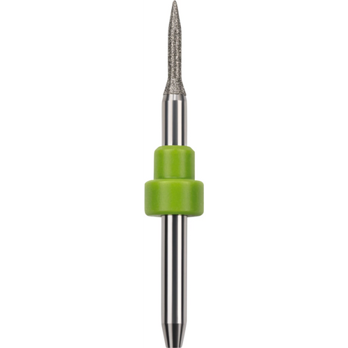 CAD/CAM diamond grinder piece diamond-coated, green, shank Ø 3 mm, figure ZGB2-25D, head length: 9 mm, ISO 017