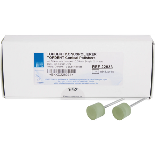 TOPDENT cone polisher Pack of 12 pieces HP, green fine, Ø 14 mm