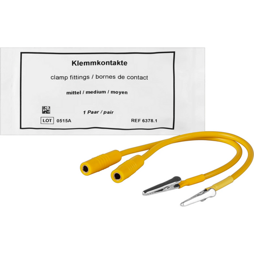 Terminal contacts for pulse fixator Pack of 2 pieces including cable, yellow, medium