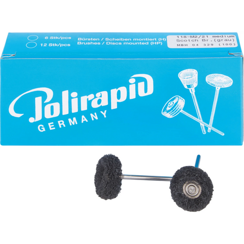 Miniature brushes 3M Scotch-Brite™ Pack of 12 pieces gray medium, HP, 2 discs 3M Scotch-Brite, K: 400-450, Ø 21 mm