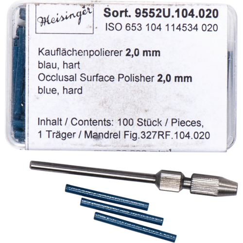 Chewing surface polisher Pack of 100 pieces, blue very coarse, hard, figure 114, 20 mm, ISO 020, 1 holder