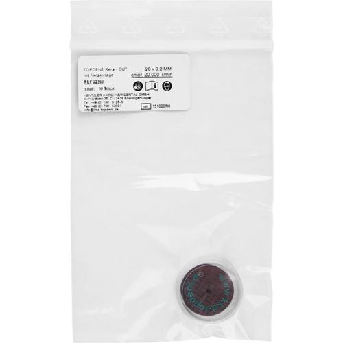 TOPDENT KERA-Cut Pack of 10 pieces glass fiber reinforced, diamond grit, Ø 20 mm x 0.2 mm