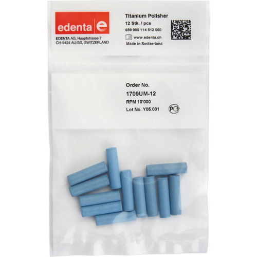 Titanium polisher Pack of 12 pieces unmounted, blue, figure 114, 22 mm, ISO 060