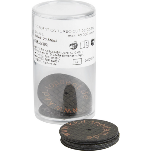 TOPDENT CC-Turbo-Cut Pack of 20 pieces glass fiber reinforced, small, Ø 26 mm x 0.5 mm