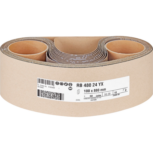 Fabric abrasive belts Pack of 10 pieces for Harnisch+Rieth, 100 x 880 mm, 60 µm