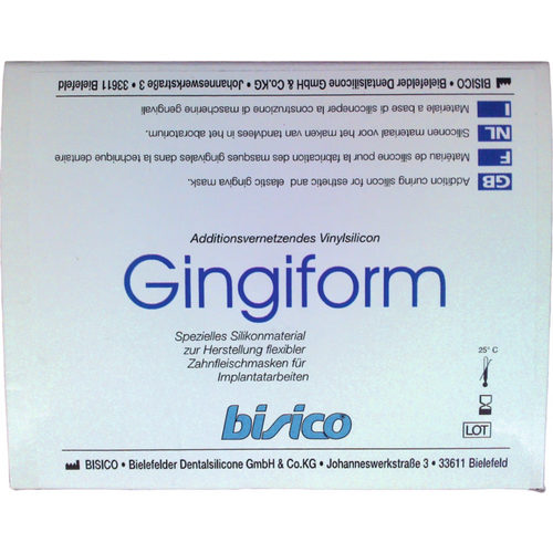 Gingiform Pack of 50 ml double cartridge heavy, pink, 6 mixers light blue, pointed