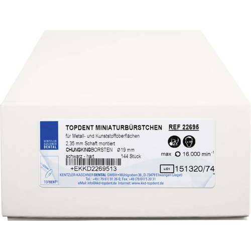 TOPDENT MINIATUR brushes Pack of 144 pieces HP, Chungking bristles, black hard, Ø 19 mm