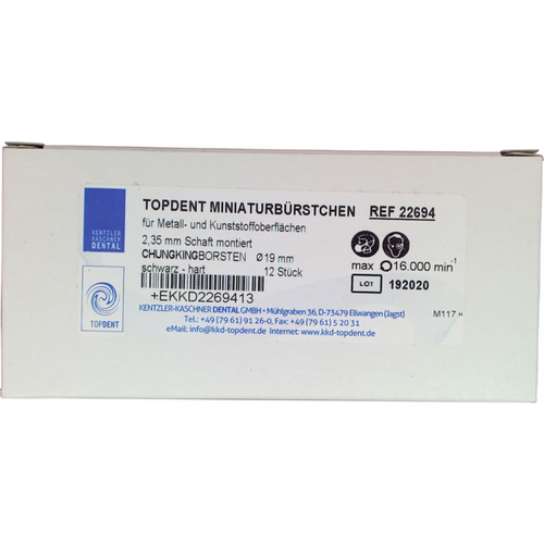 TOPDENT MINIATUR brushes Pack of 12 HP, Chungking bristles, black hard, Ø 19 mm