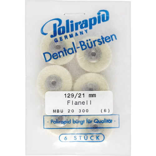 Miniature brushes disk Pack of 6 pieces unmounted, soft flannel fabric, Ø 21 mm