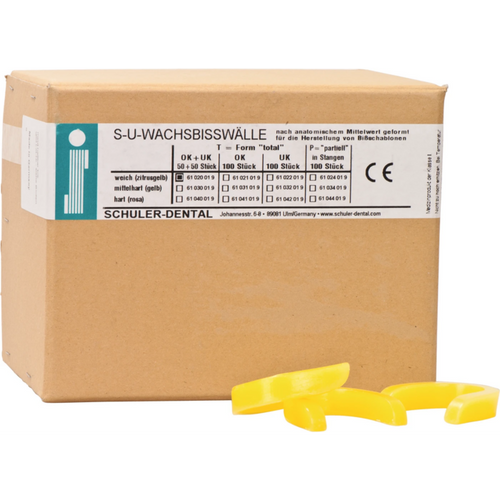 S-U wax bite walls Pack of 2 x 50 sheets citrus yellow, (upper jaw, lower jaw), soft, shape T