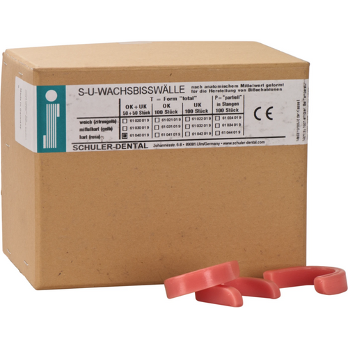 S-U wax bite walls Pack of 2 x 50 sheets pink, (upper jaw, lower jaw), hard, shape T