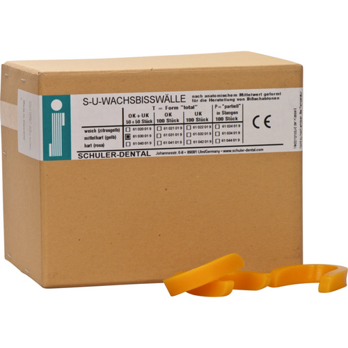 S-U wax bite walls Pack of 2 x 50 sheets yellow, (upper jaw, lower jaw), medium, shape T