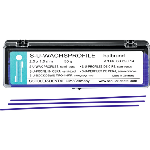 S-U wax profiles Pack of 50 g half-round wax profiles, 2 x 1 mm