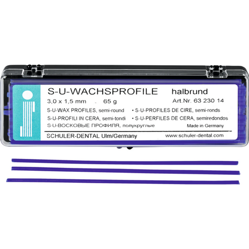 S-U wax profiles Pack of 65 g wax profiles semicircular, 3 x 1.5 mm