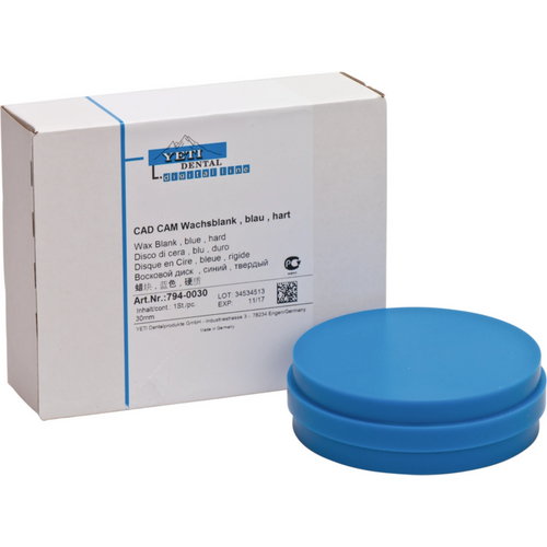 CAD/CAM wax blanks piece H 30 mm, blue