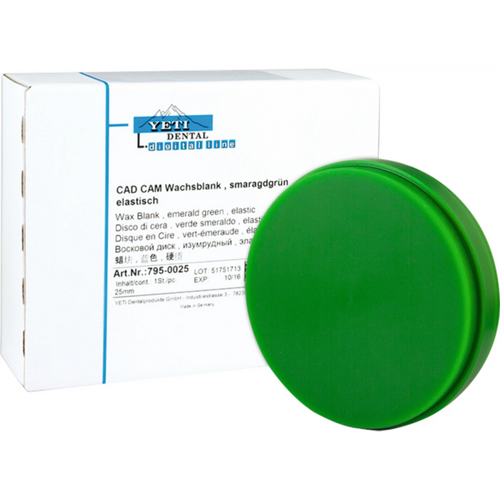 CAD/CAM wax blanks piece H 25 mm, green