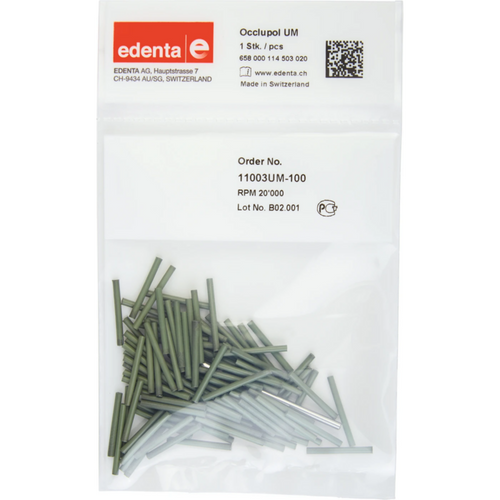 Occlupol Pack of 100 pieces unmounted, green fine, figure 114, 20 mm, ISO 020