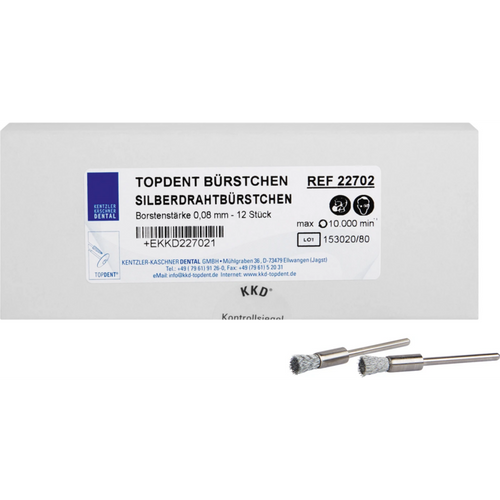 TOPDENT silver wire brushes Pack of 12 pieces HP, corrugated, thickness 0.08 mm