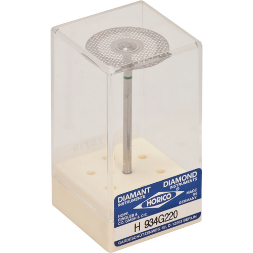 Diamond wheels 934 piece very flexible, double-sided, green coarse, HP, figure 934, 0.22 mm, ISO 220