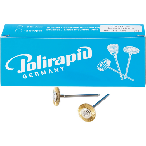 Miniature brushes Wire Pack of 6 pieces HP, brass wire, Ø 17 mm, wire: 0.08 mm