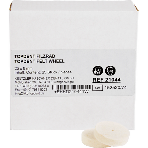 TOPDENT felt wheels Pack of 25 pieces medium, wheel 22 x 6 mm