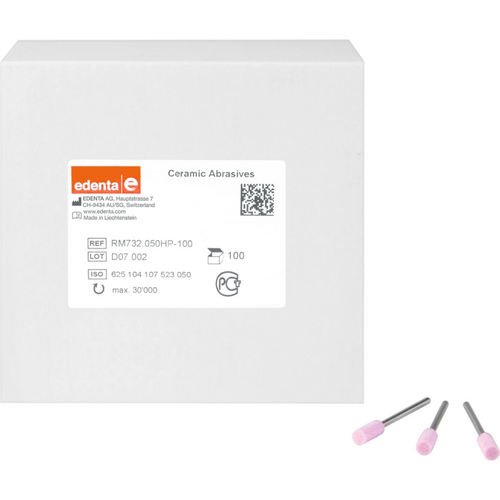 Ceramic grinders R Pack of 100 pieces pink coarse, HP, figure 107, 12 mm, ISO 050