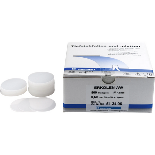 ERKOLEN-AW Pack of 500 pieces transparent, Ø 42 mm, thickness 0.6 mm