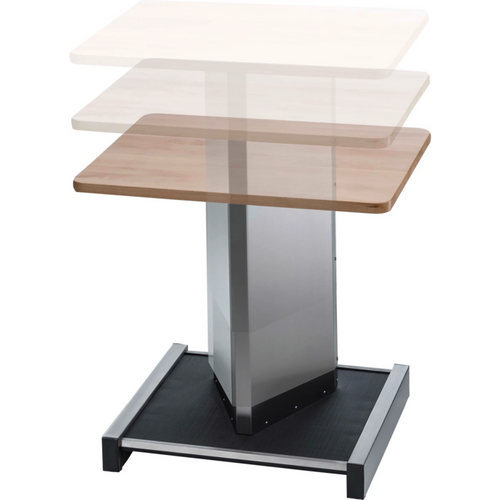Vario lift tables Piece with height adjustment and wooden top