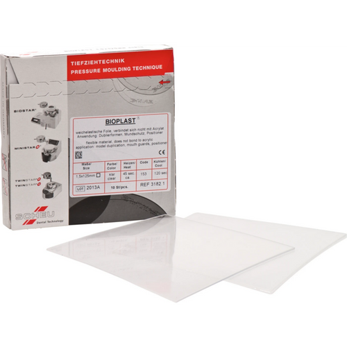 BIOPLAST® Pack of 10 pieces clear, square, Ø 125 mm, thickness 1.5 mm