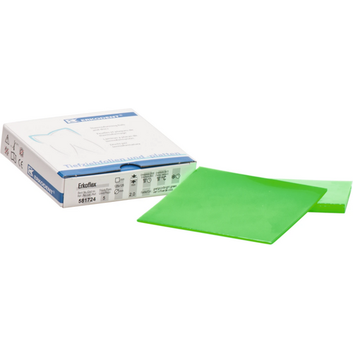 Erkoflex-color Pack of 5 squares, 125 x 125 mm, thickness 2 mm, bright green